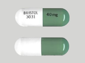 Pill BRISTOL 3031 40 mg Green & White Capsule-shape is Lomustine