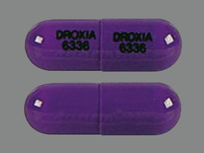 Pill DROXIA 6336 DROXIA 6336 Purple Capsule/Oblong is Droxia