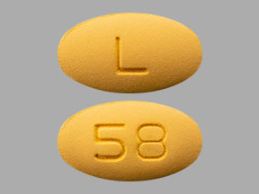 Pill L 58 Yellow Elliptical/Oval is Tadalafil