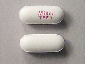 Pill Midol TEEN White Capsule/Oblong is Midol Teen