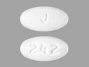 Pill J 242 White Elliptical/Oval is Alendronate Sodium