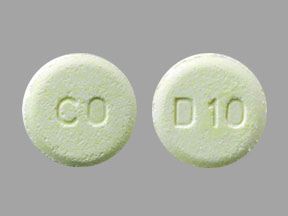 Pill D10 CO Yellow Round is Olanzapine (Orally Disintegrating)