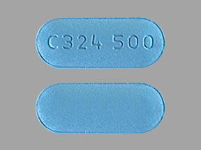 Pill C324 500 Blue Capsule-shape is Valacyclovir Hydrochloride