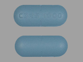 Pill C325 1000 Blue Capsule/Oblong is Valacyclovir Hydrochloride