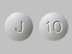 Pill J 10 White Round is Donepezil Hydrochloride