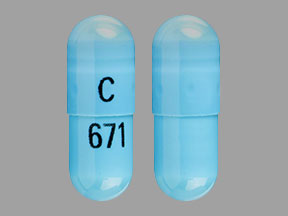 Pill C 671 Blue Capsule/Oblong is Tizanidine Hydrochloride