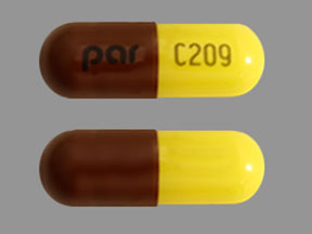 Pill Par C209 Brown & Yellow Capsule/Oblong is Fenofibric Acid Delayed-Release