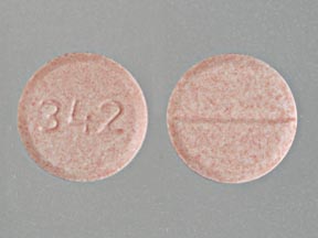 Pill 342 Pink Round is Carbamazepine (chewable)