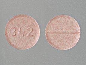 Pill 342 Pink Round is Carbamazepine (chewable)