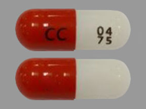 Pill CC 04 75 Tan & White Capsule/Oblong is Pregabalin