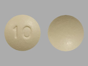Pill 10 Yellow Round is Solifenacin Succinate