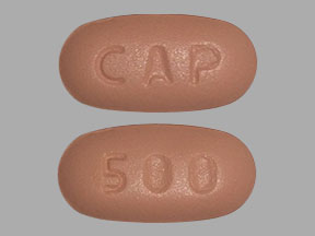 Pill CAP 500 Pink Capsule/Oblong is Capecitabine