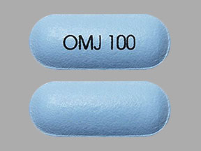 Pill OMJ 100 Blue Capsule-shape is Nucynta ER