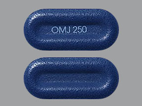 Pill OMJ 250 Blue Rectangle is Nucynta ER
