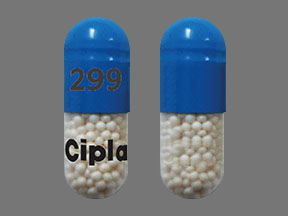 Pill 299 Cipla Blue Capsule-shape is Duloxetine Hydrochloride Delayed-Release