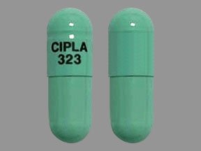 Pill CIPLA 323 Green Capsule-shape is Dimethyl Fumarate Delayed-Release