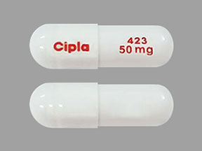 Pill Cipla 423 50 mg White Capsule-shape is Celecoxib