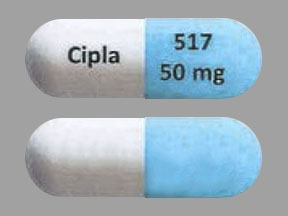 Pill Cipla 517 50 MG Blue & White Capsule/Oblong is Cyclophosphamide