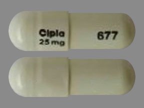 Pill Cipla 25 mg 677 White Capsule/Oblong is Pregabalin