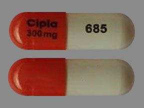 Pill Cipla 300 mg 685 Orange & White Capsule-shape is Pregabalin