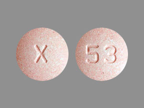 Pill X 53 Pink Round is Montelukast Sodium (Chewable)