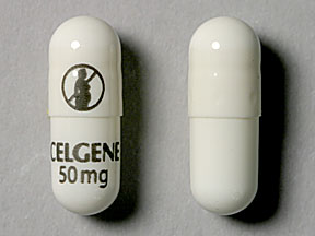 Pill CELGENE 50 mg DO NOT GET PREGNANT SYMBOL White Capsule-shape is Thalomid