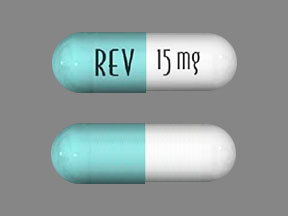 Pill REV 15 mg Blue & White Capsule-shape is Revlimid