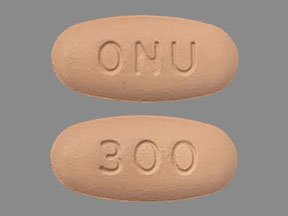 Pill ONU 300 Brown Oval is Onureg