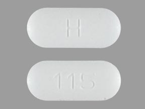 Pill H 115 White Capsule/Oblong is Methocarbamol