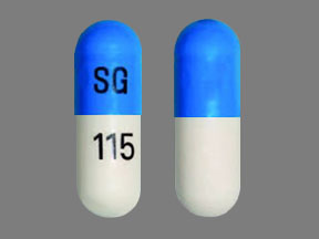 Pill SG 115 Blue & White Capsule/Oblong is Fluoxetine Hydrochloride