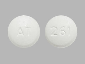 Pill AT 261 White Round is Methylphenidate Hydrochloride (Chewable)