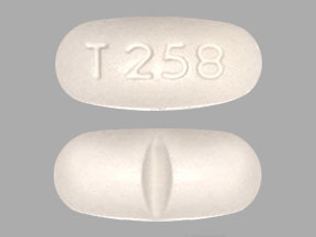 Pill T 258 White Capsule/Oblong is Acetaminophen and Hydrocodone Bitartrate