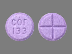 Pill cor 133 Purple Round is Amphetamine and Dextroamphetamine