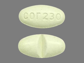 Pill cor 230 Green Elliptical/Oval is Molindone Hydrochloride