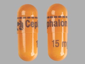 Pill Logo Cephalon 15 mg Orange Capsule-shape is Cyclobenzaprine Hydrochloride Extended Release