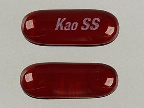 Pill Kao SS Red Capsule-shape is Kaopectate Stool Softener