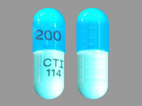 Pill 200 CTI 114 Blue Capsule-shape is Acyclovir