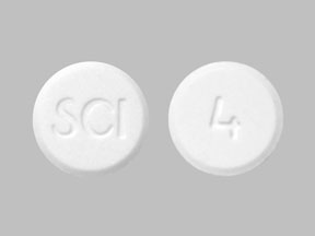 Pill SCI 4 White Round is Sodium Fluoride (Chewable)