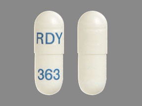 Pill RDY 363 White Capsule/Oblong is Omeprazole and Sodium Bicarbonate