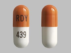 Pill RDY 439 Orange & White Capsule-shape is Ramipril