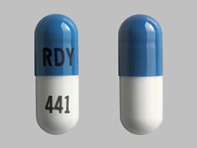 Pill RDY 441 Blue & White Capsule-shape is Ramipril