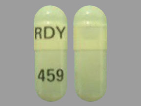 Pill RDY 459 Yellow Capsule/Oblong is Trientine Hydrochloride