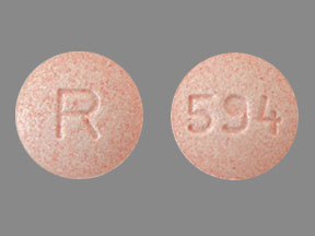 Pill R 594 Pink Round is Montelukast Sodium (Chewable)