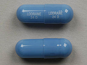 Pill LODRANE 24 D LODRANE 24 D Blue Capsule/Oblong is Lodrane 24D