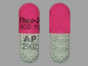 Pill Theo-24 400 mg AP 2902 Pink Capsule-shape is Theo-24