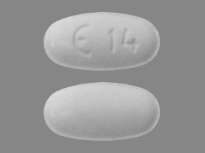 Pill E 14 White Elliptical/Oval is Meclizine Hydrochloride