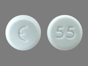 Pill E 55 White Round is Amlodipine Besylate.