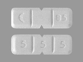 Pill E 85 5 5 5 White Rectangle is Buspirone Hydrochloride