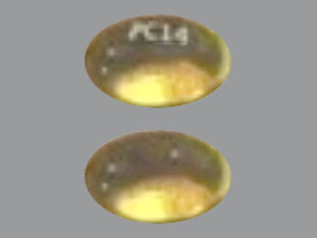 Pill PC14 Yellow Capsule-shape is Benzonatate