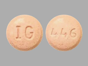 Pill IG 446 Peach Round is Hydrochlorothiazide and Lisinopril